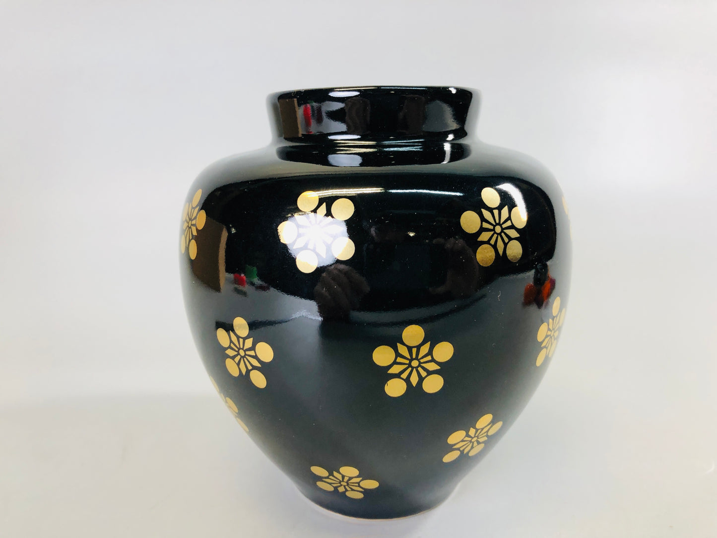 Y7294 TEA CADDY Kutani-ware signed box Japanese Tea Ceremony antique containter