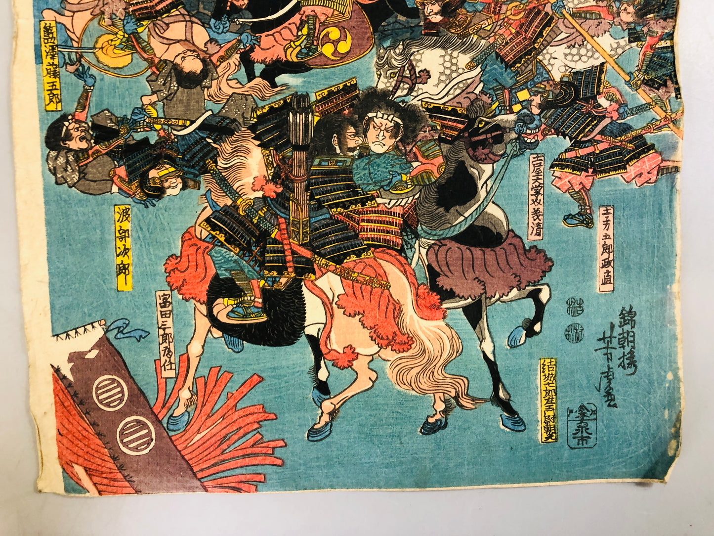 Y7295 WOODBLOCK PRINT Yoshitora samurai warrior battle Japan Ukiyoe art antique