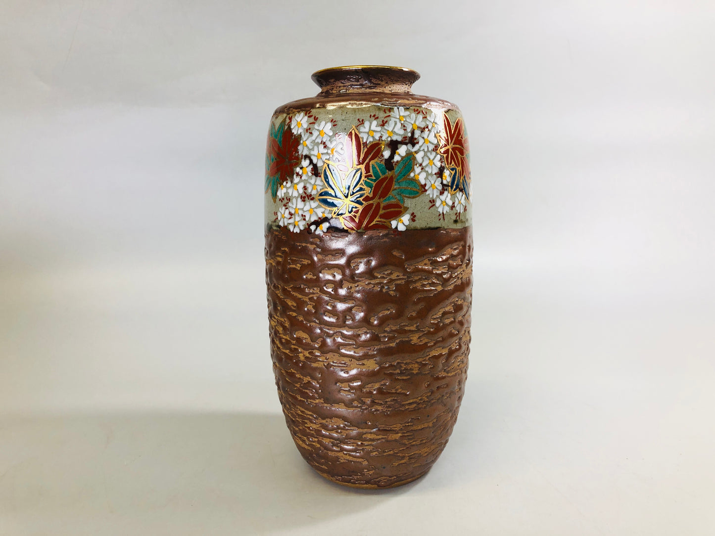 Y7302 FLOWER VASE Inuyama-ware signed box Japan ikebana floral arrangement