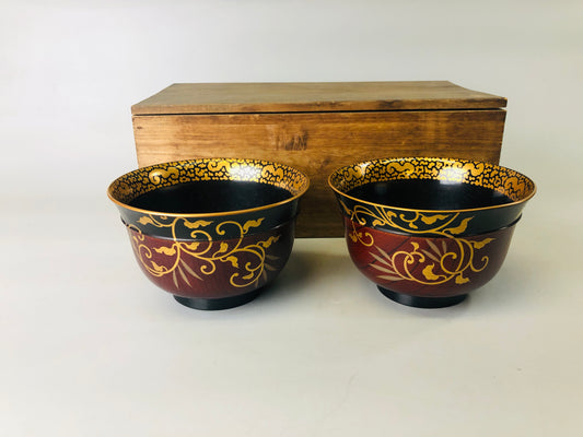 Y7312 HAISEN Makie Wash Basin bowl pair box Lucky mallet Japan antique container