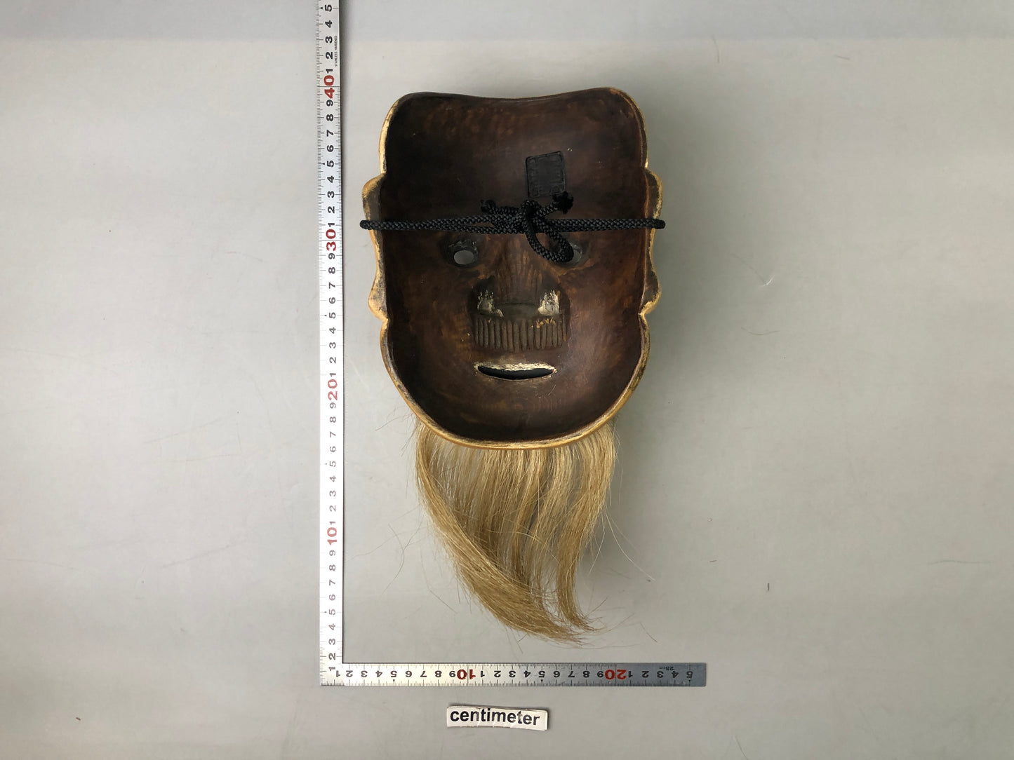 Y7364 NOH MASK wood carving Evil old man bag Japan antique traditional omen men