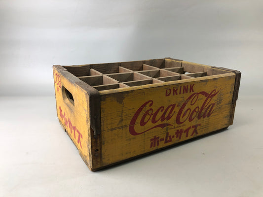 Y7376 BOX Coca-Cola wooden crate Japan antique storage interior vintage retro