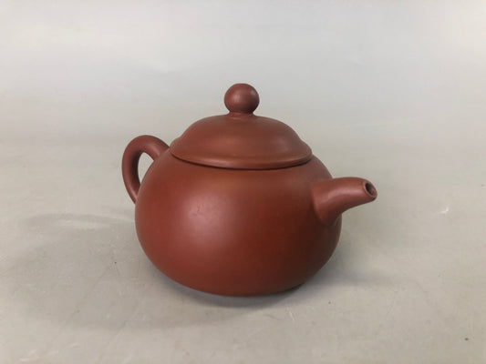 Y7423 KYUSU pot signed unglazed reddish brown pottery China antique Tea Ceremony