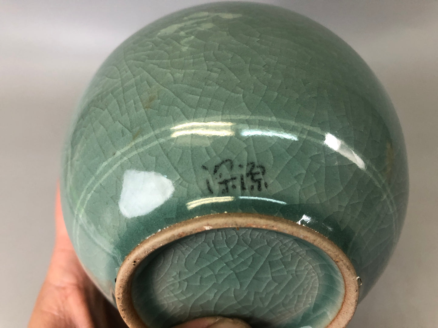 Y7428 FLOWER VASE Goryeo celadon signed box Korea ikebana flower arrangement