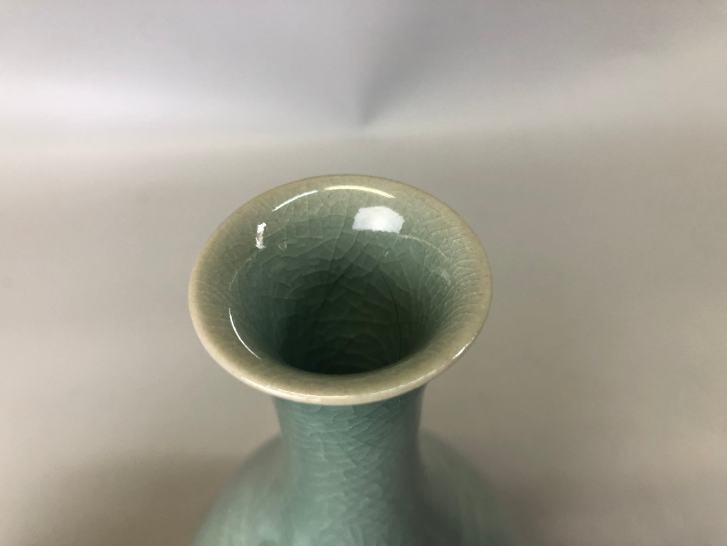 Y7428 FLOWER VASE Goryeo celadon signed box Korea ikebana flower arrangement