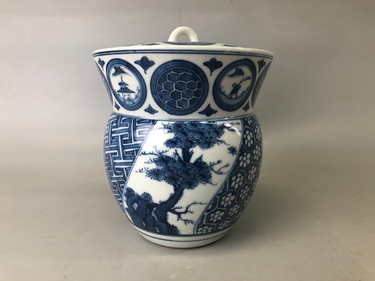 Y7433 MIZUSASHI Kyo-ware water pot underglaze blue Japan Tea Ceremony container