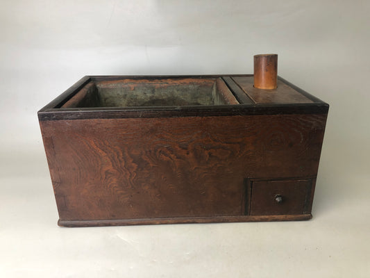 Y7445 HIBACHI wooden charcoal brazier tobacco tray zelkova Japan antique