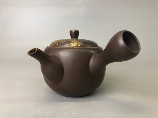 Y7454 KYUSU Banko-ware teapot signed flower Japan antique Tea Ceremony pottery