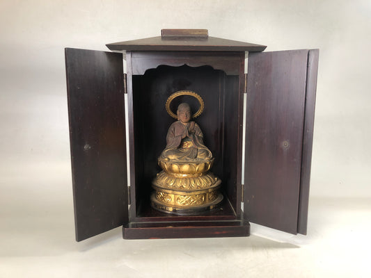 Y7486 STATUE Jizo Bodhisattva wood carving shrine Japan antique interior decor