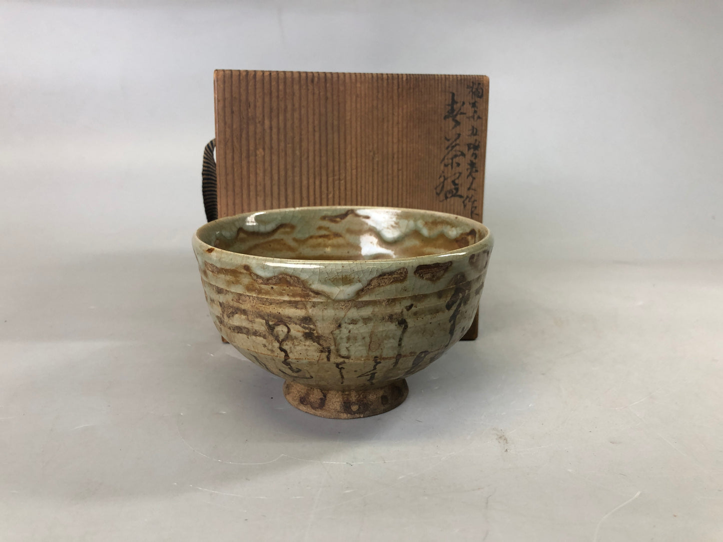 Y7488 CHAWAN Mino-ware Warikodai bowl signed box Japan antique tea ceremony