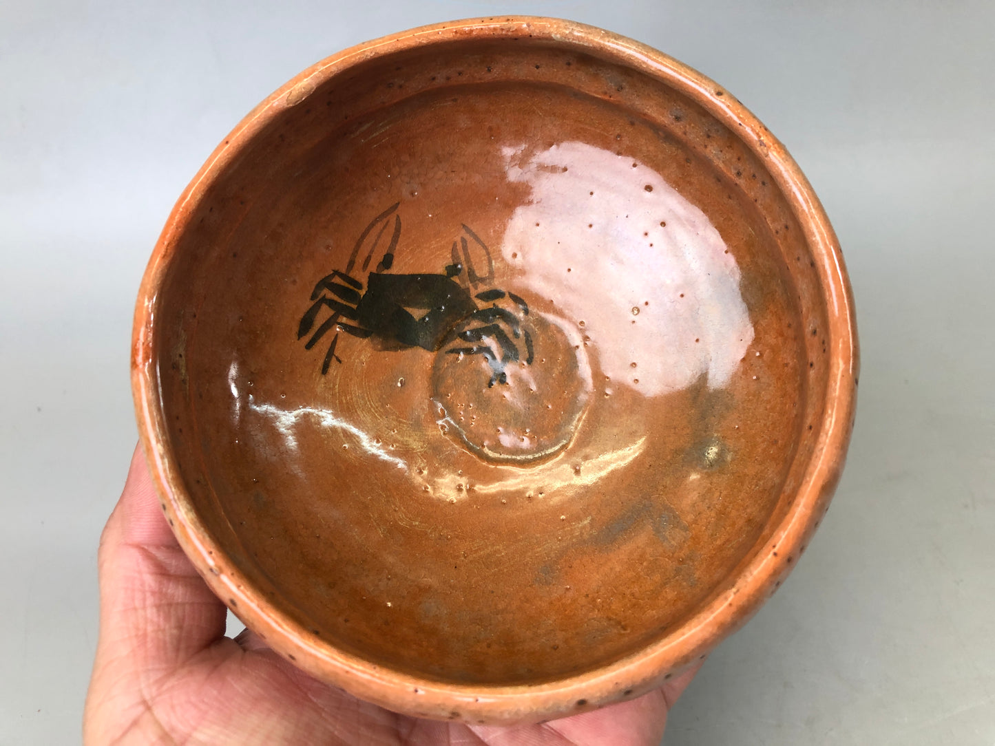 Y7497 CHAWAN Raku-ware summer red bowl signed box Japan antique tea ceremony