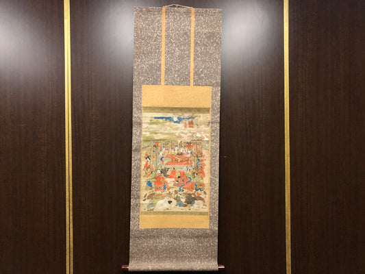 Y7520 KAKEJIKU Nirvana Buddhist painting Japan antique hanging scroll art decor