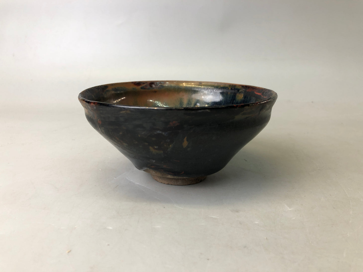 Y7530 CHAWAN Tenmoku bowl kintsugi Japan antique tea ceremony pottery cup