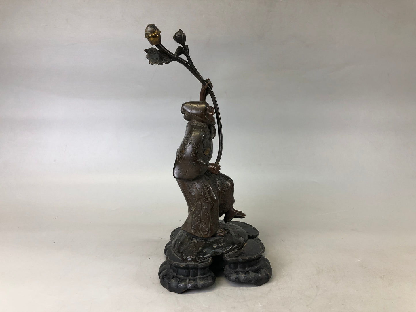 Y7541 STATUE Old coppre Person figurine figure Japan antique interior decor