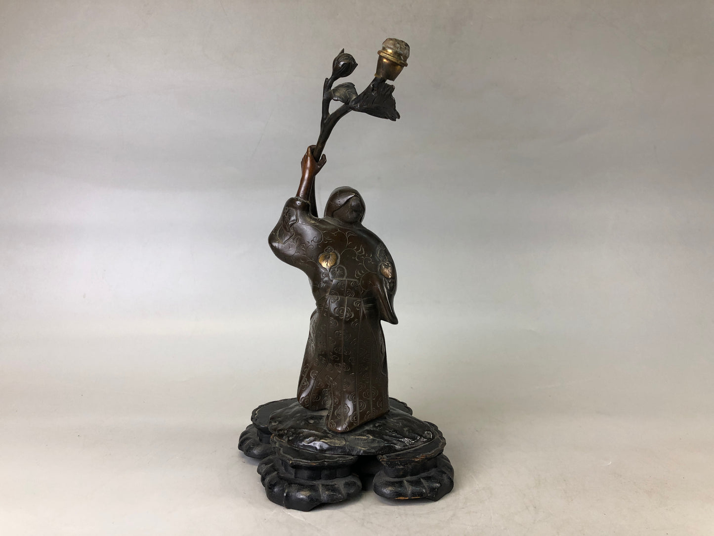 Y7541 STATUE Old coppre Person figurine figure Japan antique interior decor