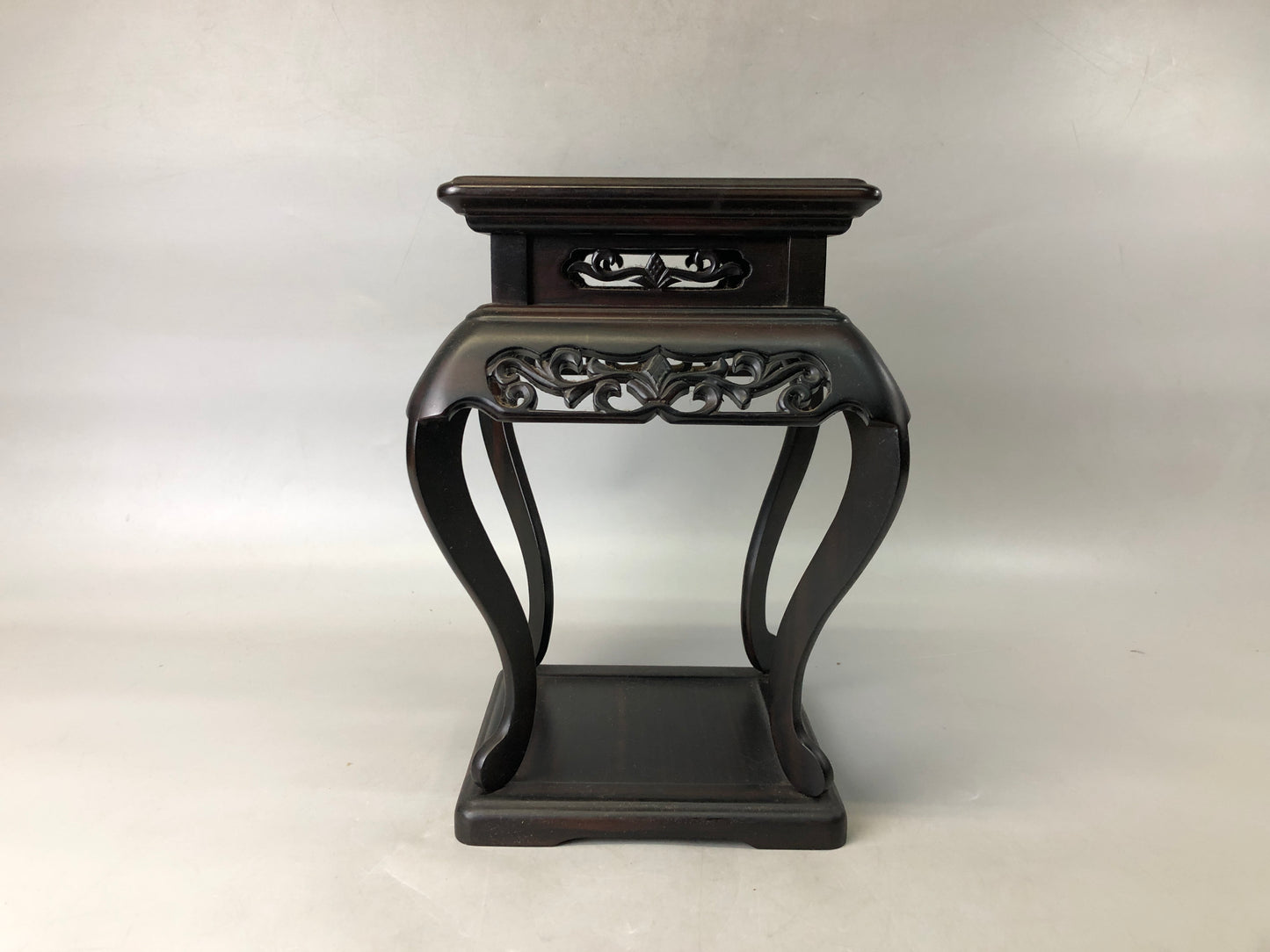 Y7556 FLOWER STAND wooden openwork Makassar Ebony Japan antique ikebana interior