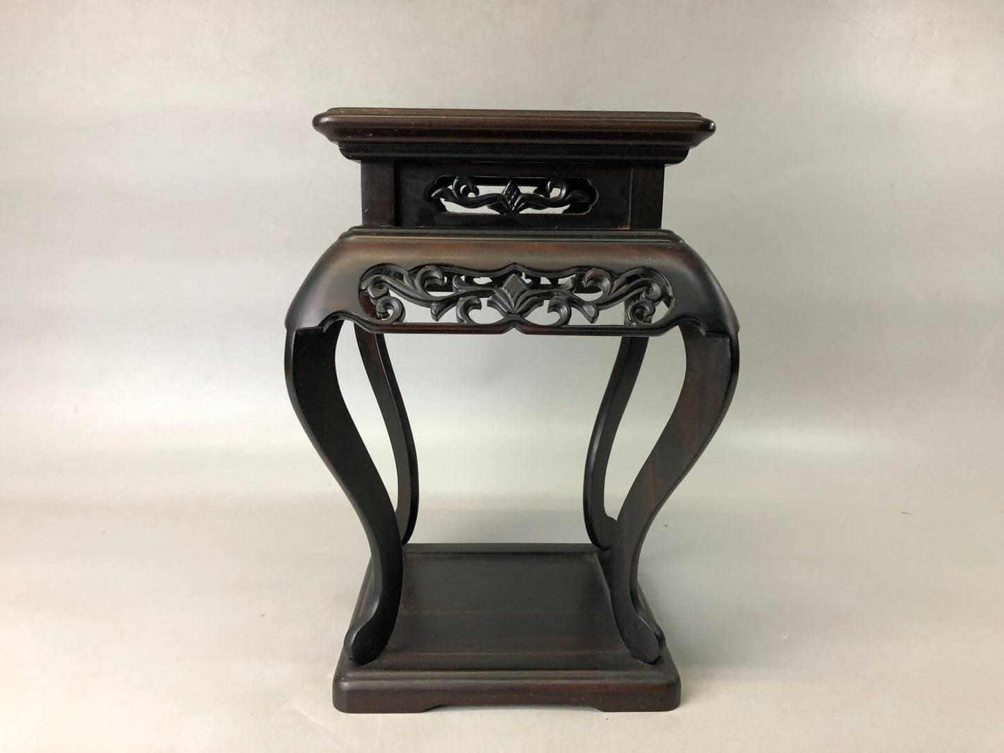 Y7556 FLOWER STAND wooden openwork Makassar Ebony Japan antique ikebana interior