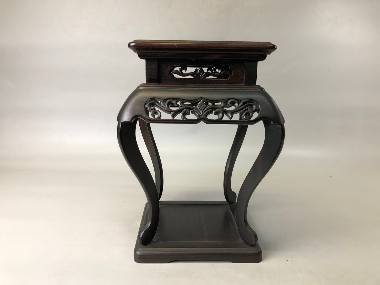 Y7556 FLOWER STAND wooden openwork Makassar Ebony Japan antique ikebana interior