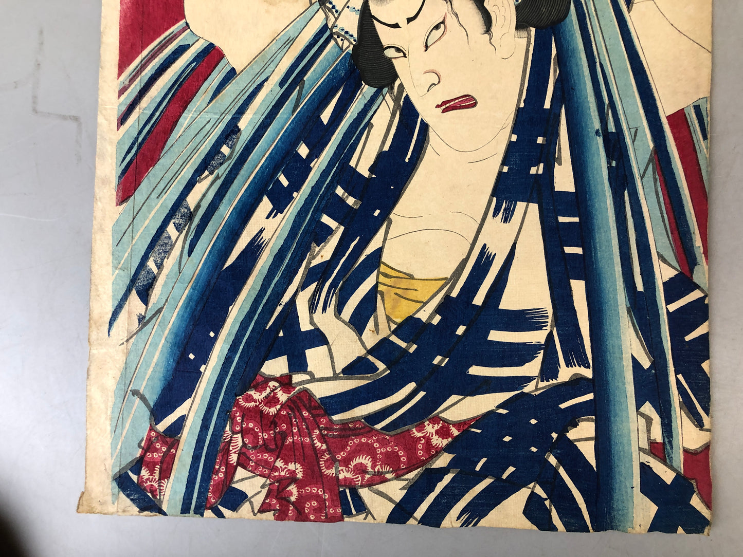 Y7579 WOODBLOCK PRINT Kunichika actor single piece Japan Ukiyoe antique art