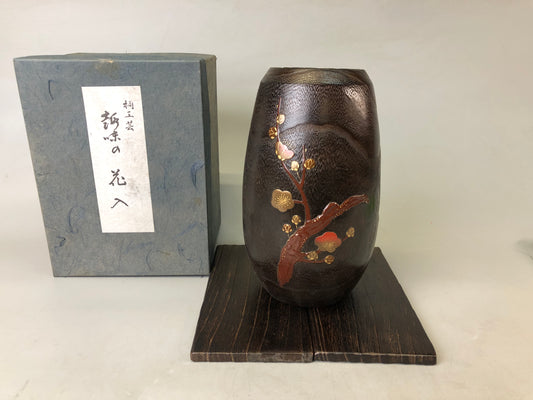 Y7585 FLOWER VASE Makie stand paulownia Japan ikebana arrangement floral