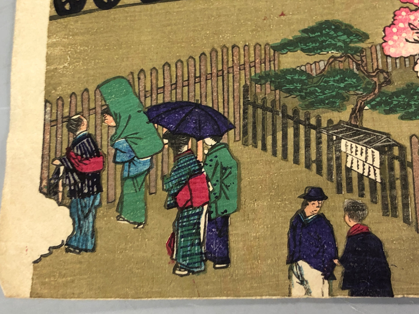 Y7589 WOODBLOCK PRINT Utagawa Shigekiyo locomotive triptych Japan Ukiyoe antique