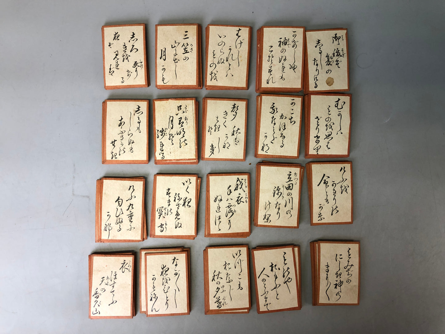 Y7606 KARUTA Hyakunin Isshu Poem Card Game box Japan antique traditional