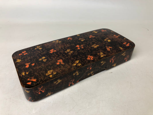Y7619 BOX Wakasa lacquer letter case Makie Japan antique stationery container