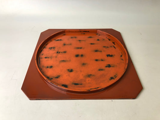 Y7633 TRAY Negoro lacquer deformed obon ozen Japan antique tableware kitchen