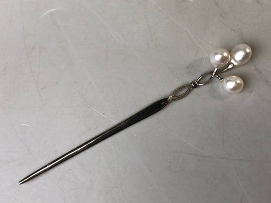 Y7654 KANZASHI pearl decoration hair accessory pin stick Japan antique kimono