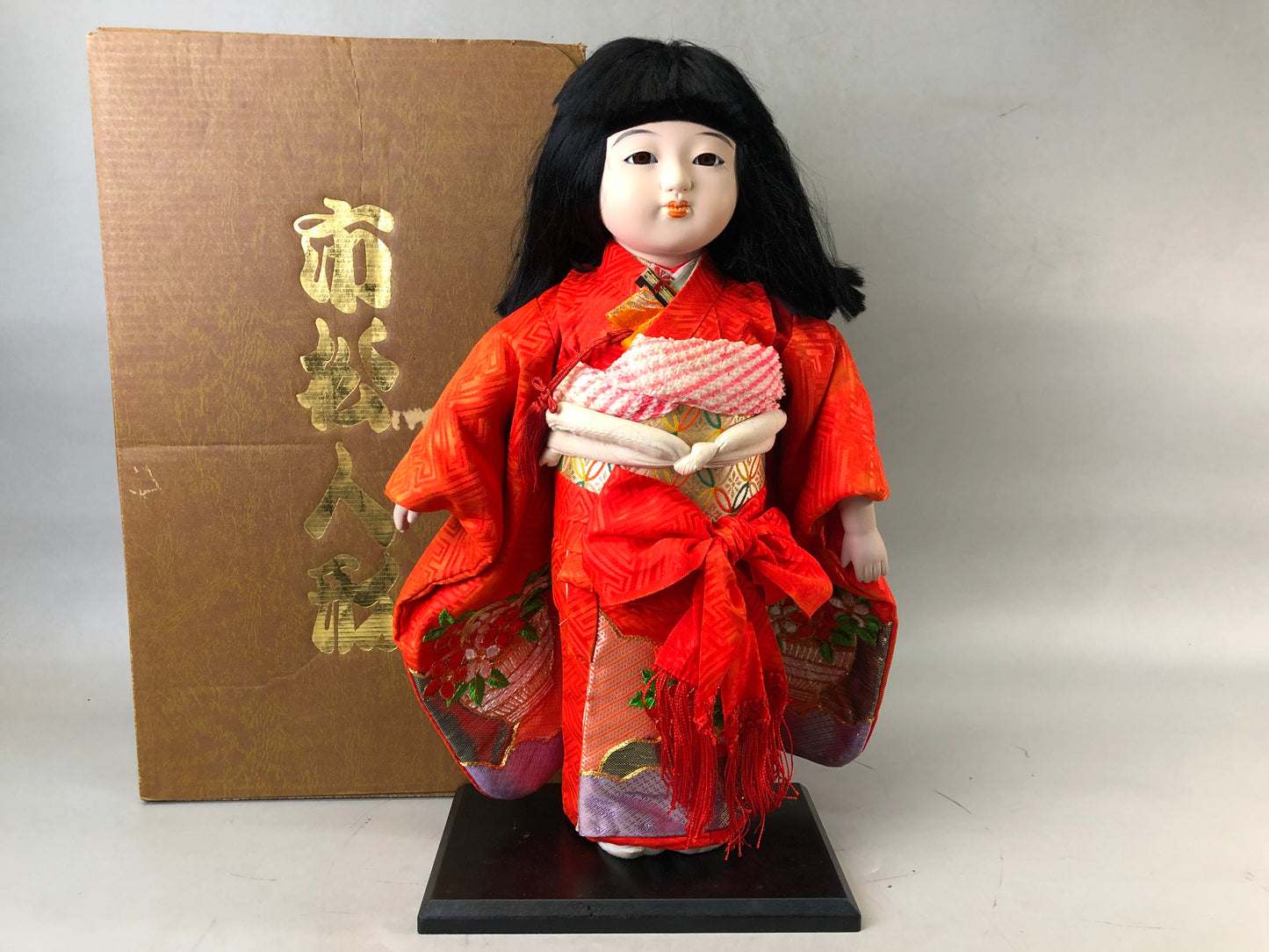 Y7686 NINGYO Ichimatsu doll red kimono girl figurine Japan antique figure