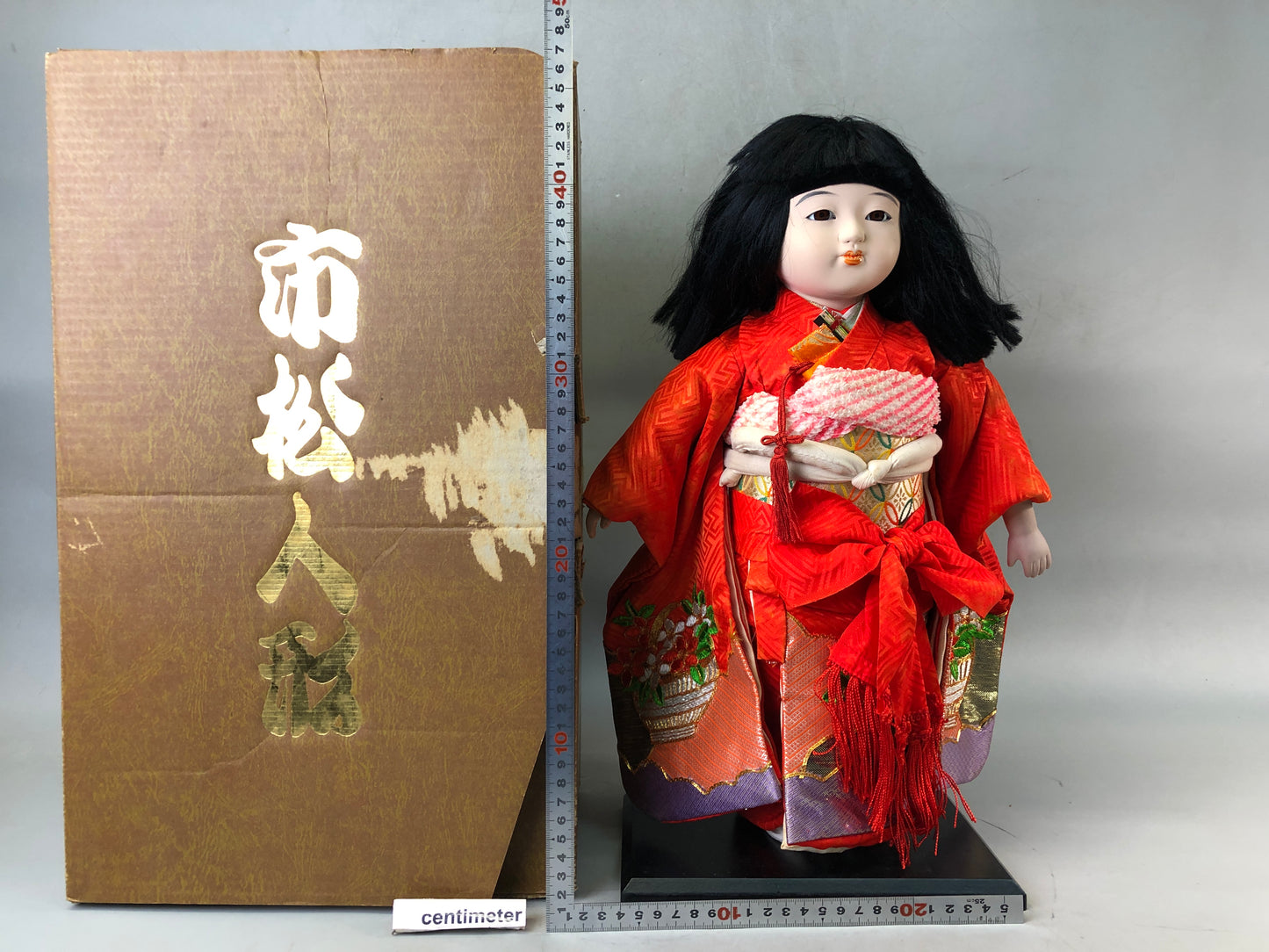 Y7686 NINGYO Ichimatsu doll red kimono girl figurine Japan antique figure