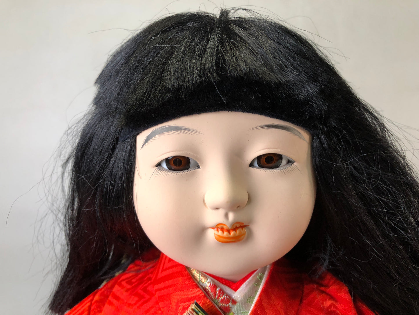 Y7686 NINGYO Ichimatsu doll red kimono girl figurine Japan antique figure