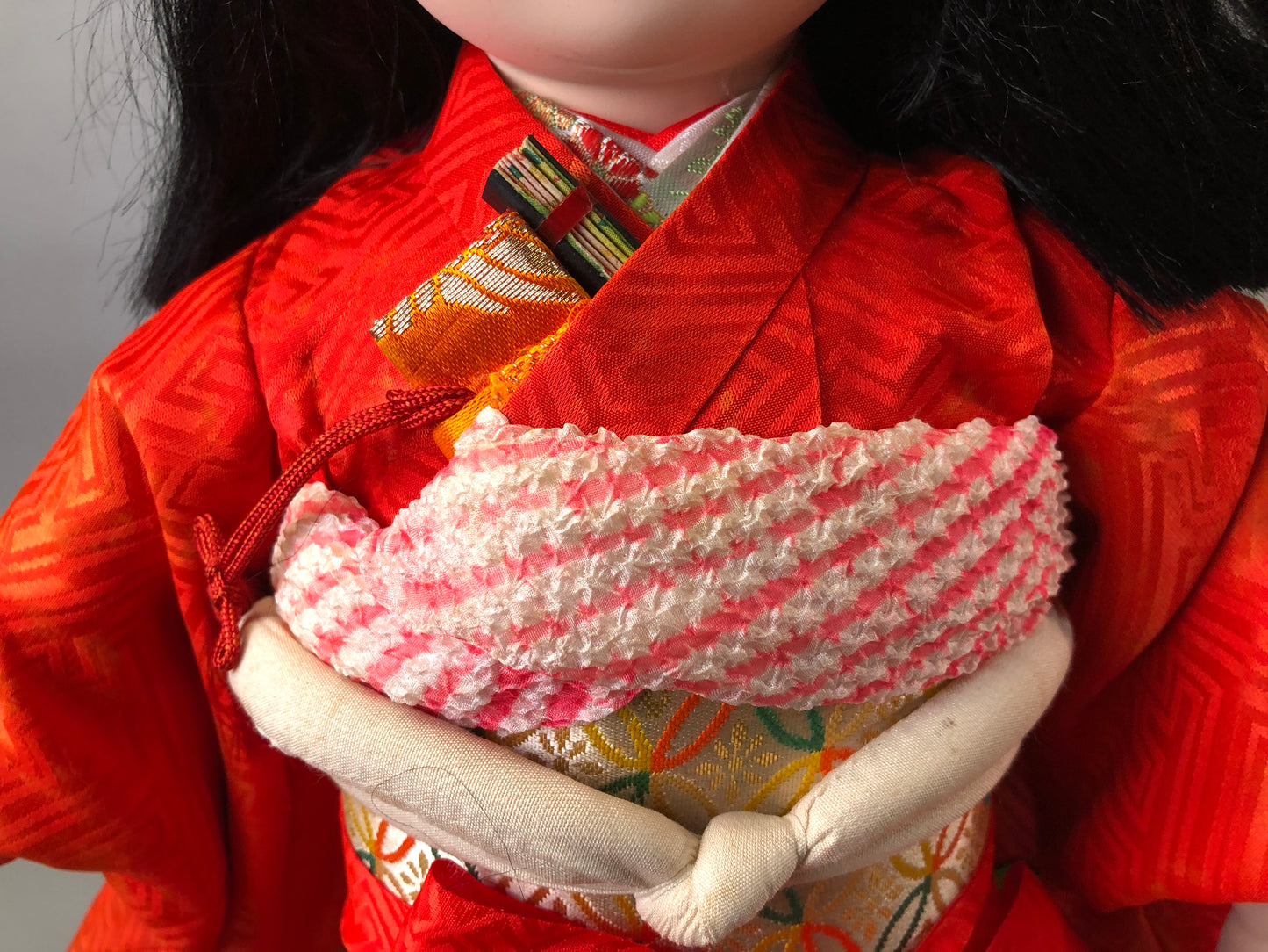 Y7686 NINGYO Ichimatsu doll red kimono girl figurine Japan antique figure