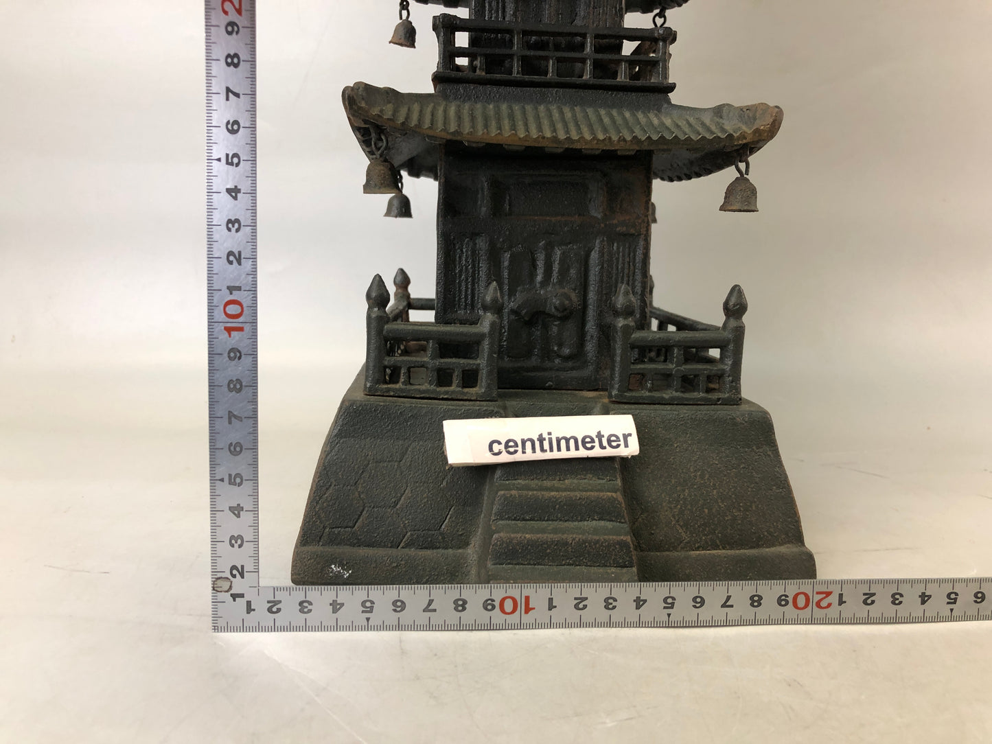 Y7688 OKIMONO Iron 5-story pagoda height 79cm Japan antique decor interior