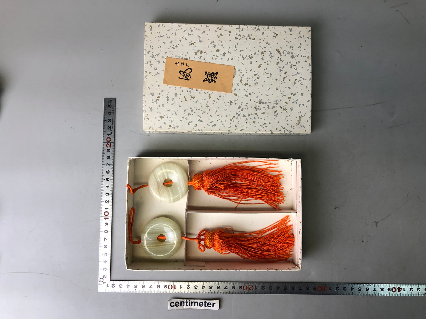 Y7692 FUCHIN Marble box Japan antique kakejiku Hanging Scroll Weight tassel