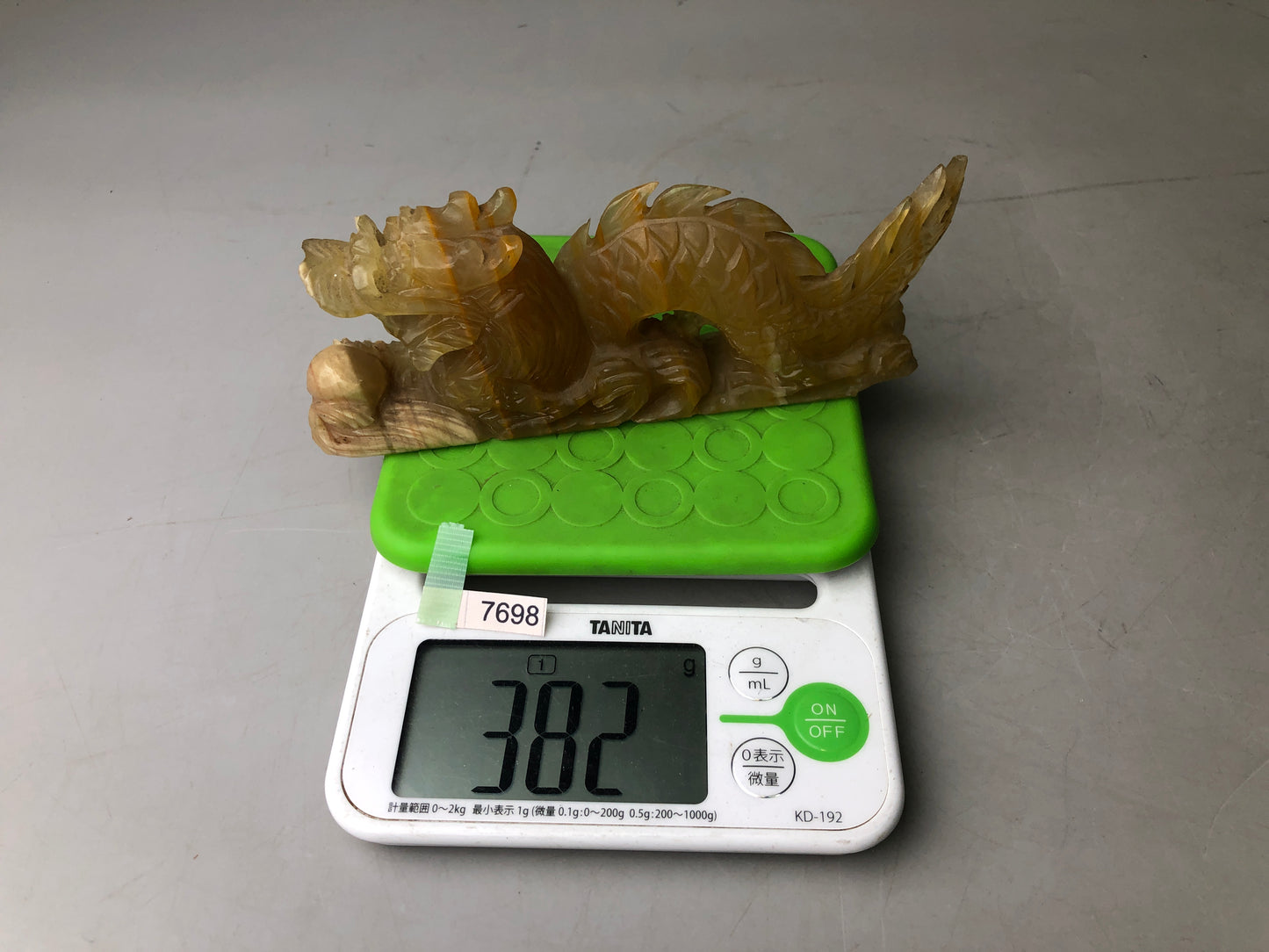 Y7698 OKIMONO Dragon figurine jade sculpture Japan antique decor interior