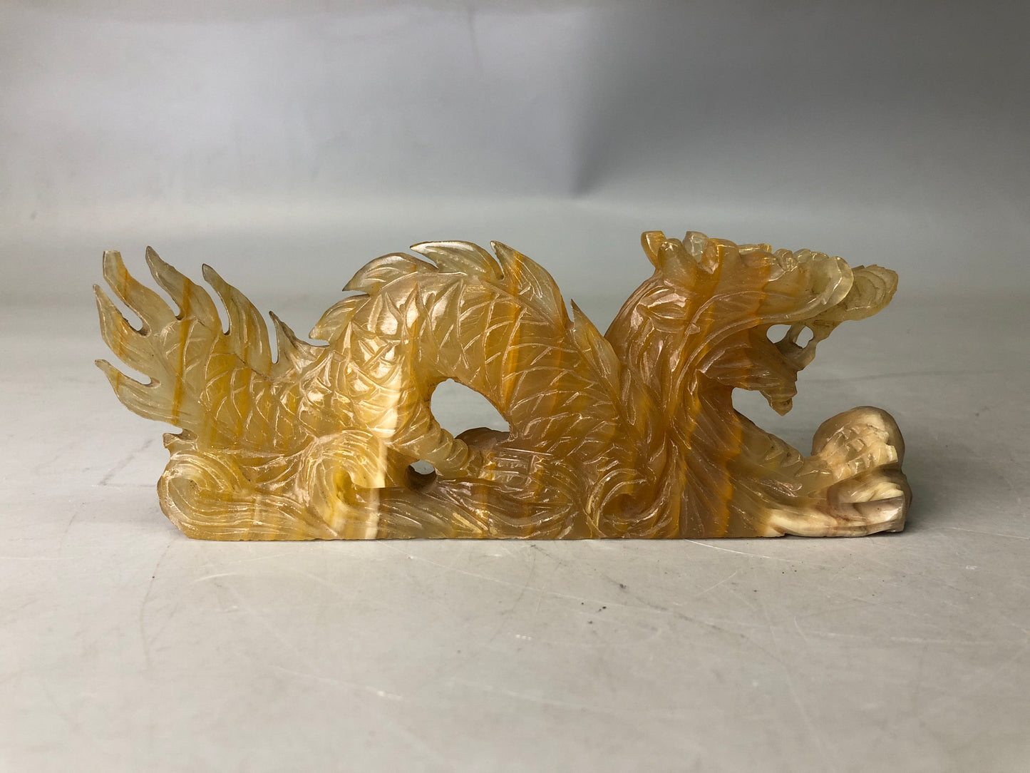 Y7698 OKIMONO Dragon figurine jade sculpture Japan antique decor interior