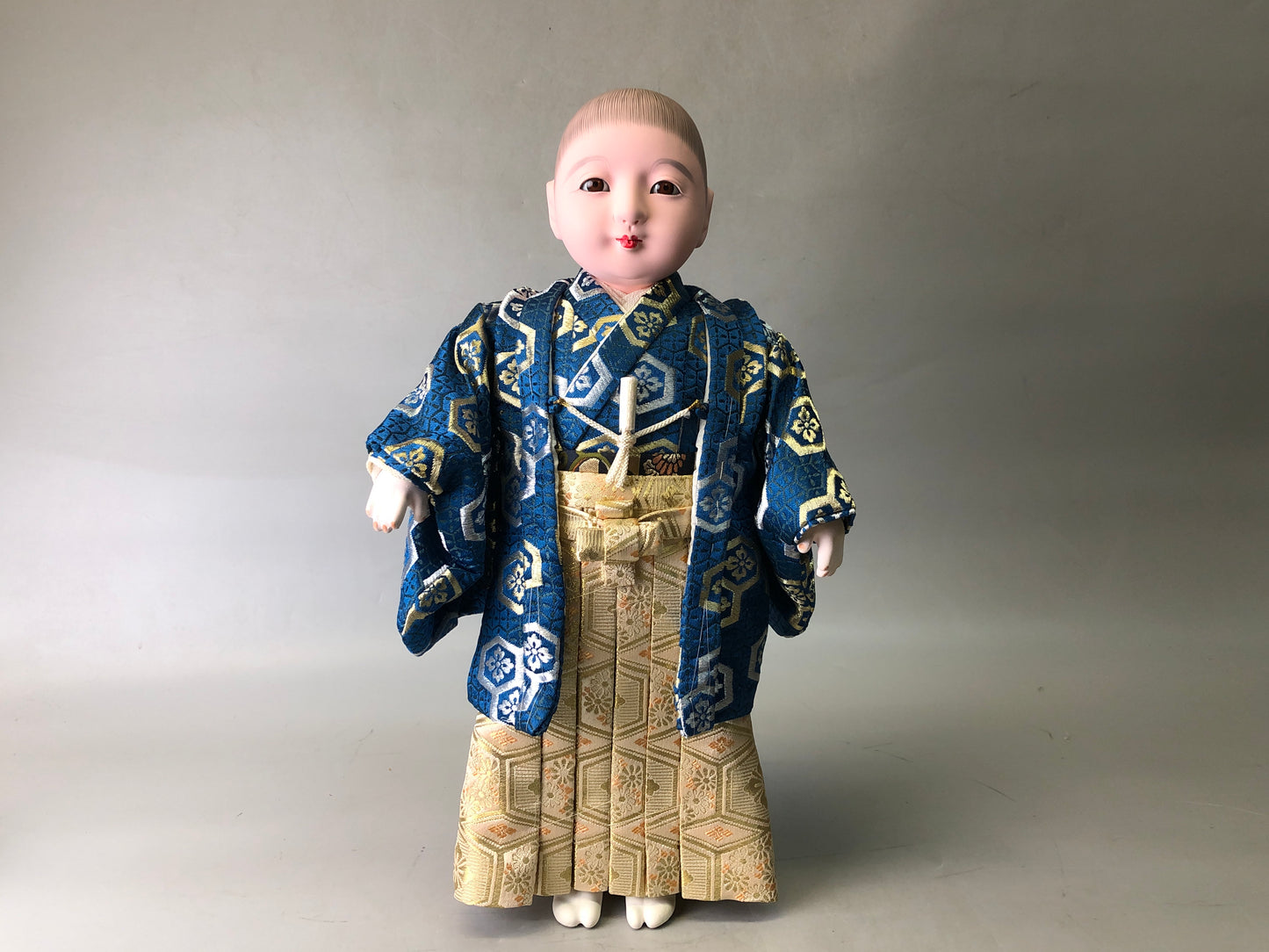 Y7709 NINGYO Ichimatsu doll boy signed box Japan antique figure interior decor