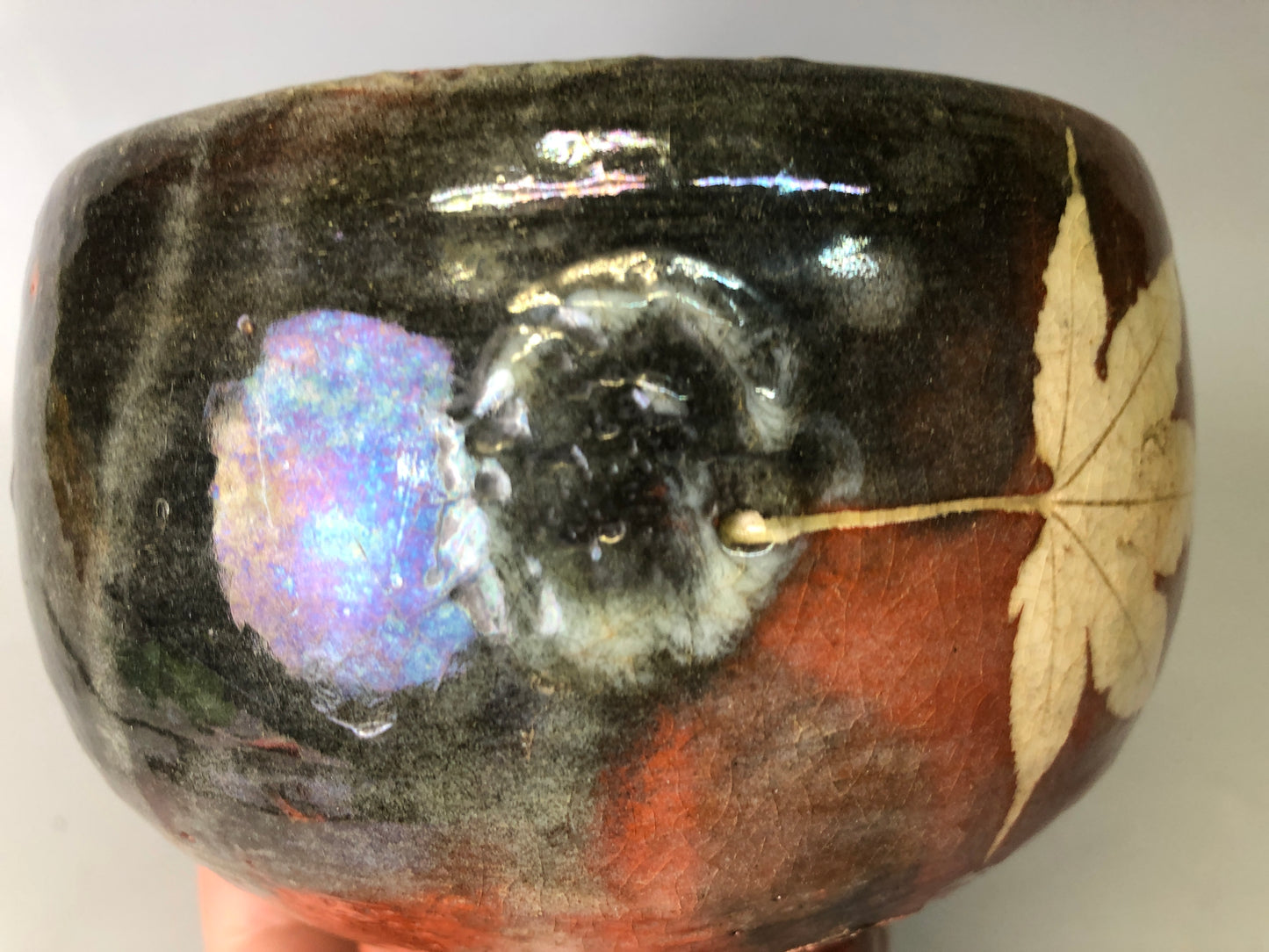 Y7710 CHAWAN Raku-ware red bowl signed box Japan antique tea ceremony pottery