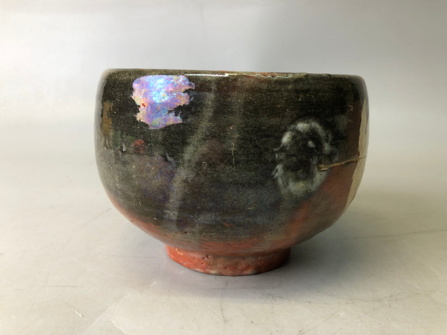 Y7710 CHAWAN Raku-ware red bowl signed box Japan antique tea ceremony pottery