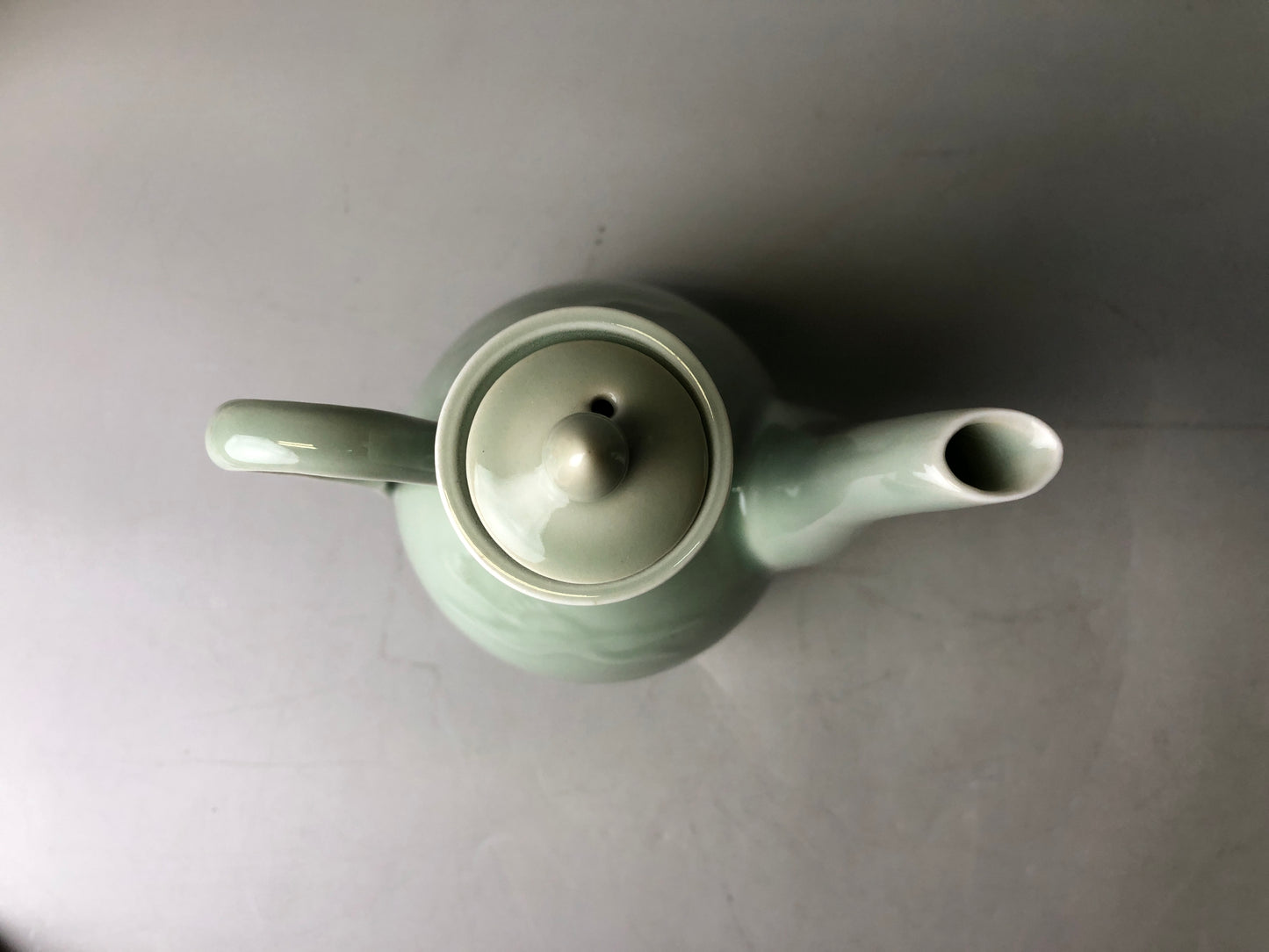 Y7724 TEA POT Celadon water jug pot cloud crane Japan antique tea ceremony