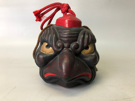 Y7733 BELL earthenware ceramic Karasu Tengu crow-billed signed Japan antique