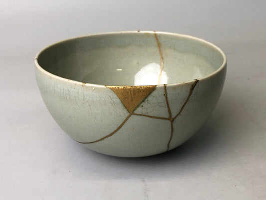 Y7800 CHAWAN Goryeo celadon bowl signed kintsugi Japan antique tea ceremony cup