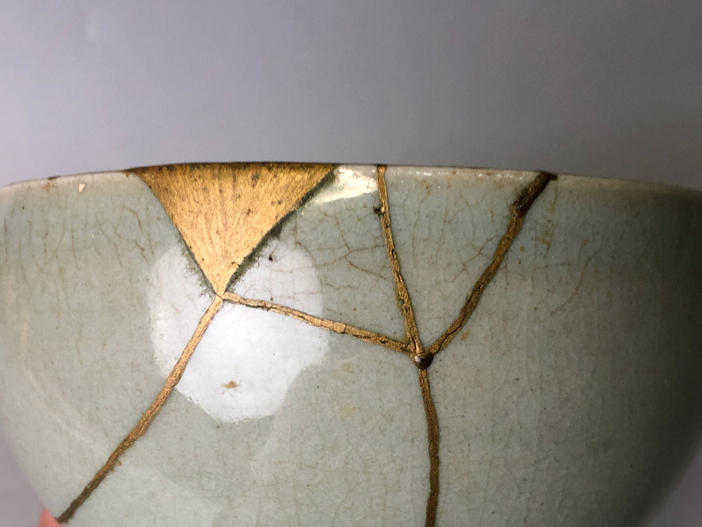 Y7800 CHAWAN Goryeo celadon bowl signed kintsugi Japan antique tea ceremony cup