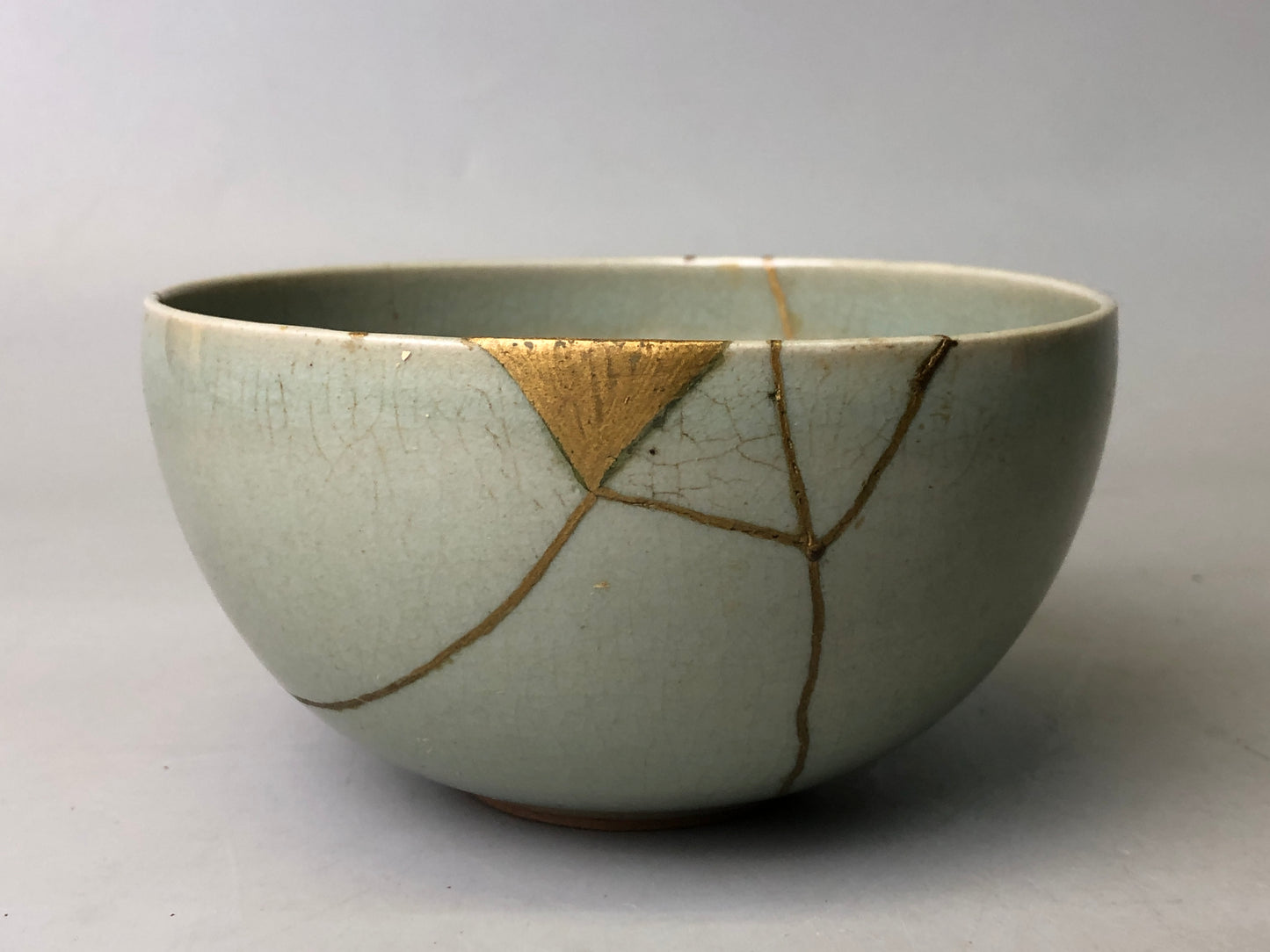 Y7800 CHAWAN Goryeo celadon bowl signed kintsugi Japan antique tea ceremony cup