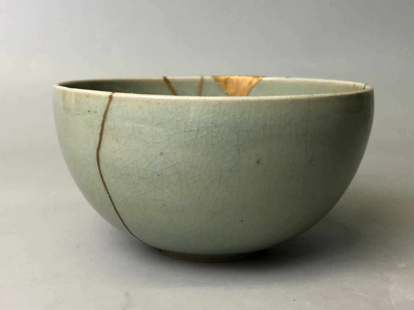 Y7800 CHAWAN Goryeo celadon bowl signed kintsugi Japan antique tea ceremony cup