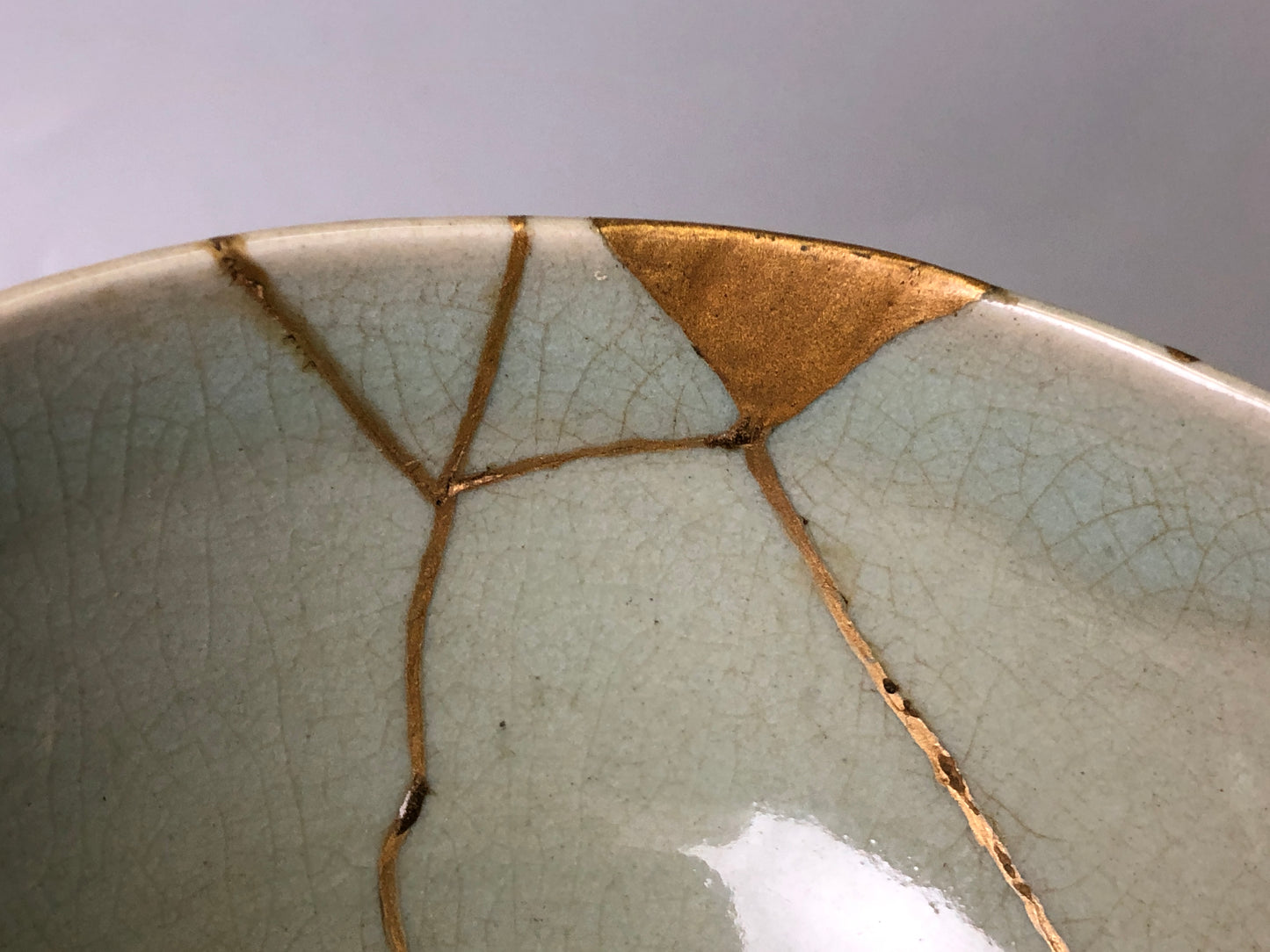 Y7800 CHAWAN Goryeo celadon bowl signed kintsugi Japan antique tea ceremony cup