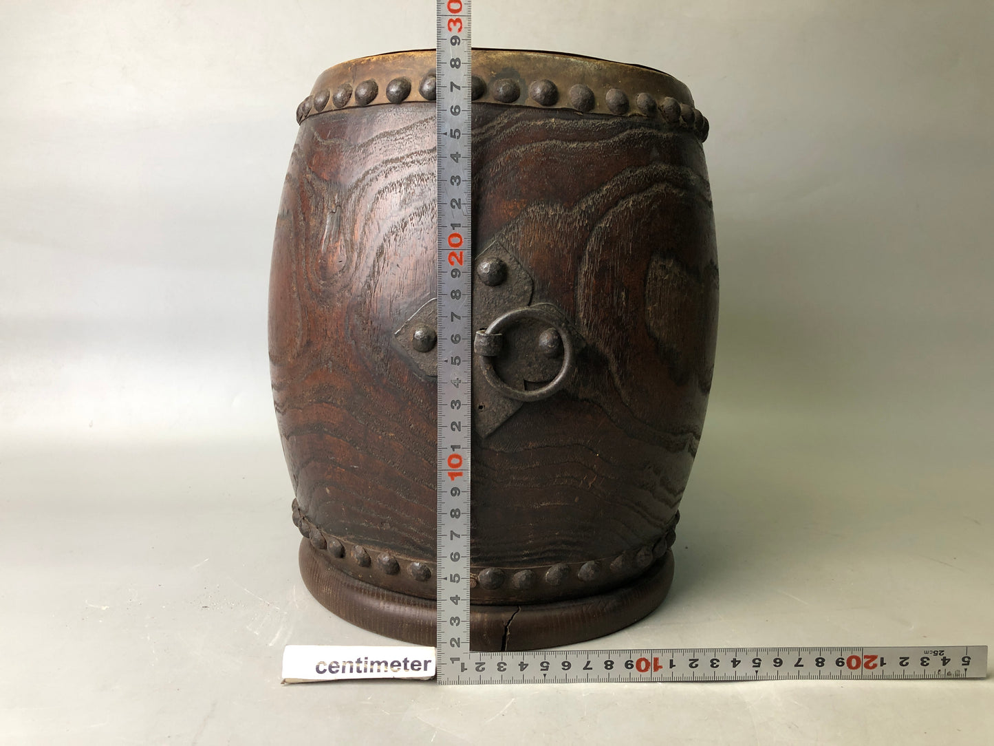 Y7801 HIBACHI Charcoal brazier drum Edo period Japan antique interior decor