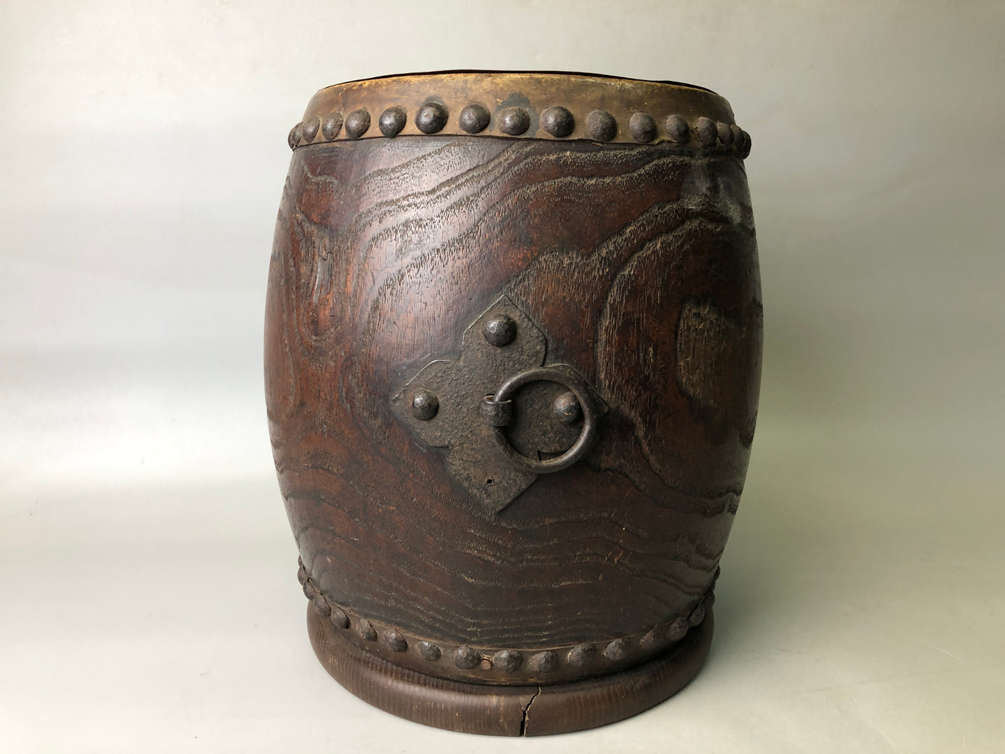 Y7801 HIBACHI Charcoal brazier drum Edo period Japan antique interior decor