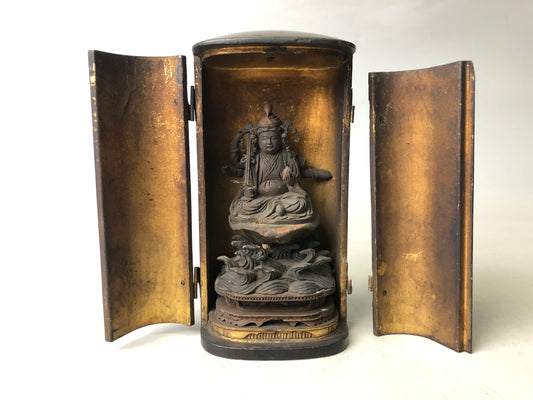 Y7806 STATUE wood carving Thousand-armed Kannon shrine  Japan antique Buddhist